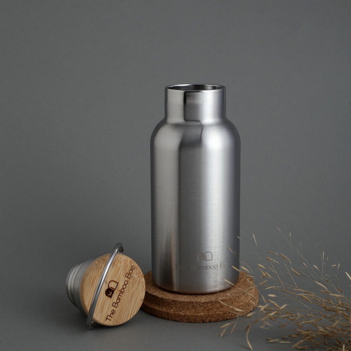 Termo con Tapa de Bambú 350ml